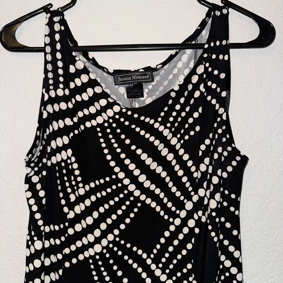 Jessica Howard Sleeveless Polka Dot Pattern Dress Black and White Womens Size 8 - Picture 2 of 6
